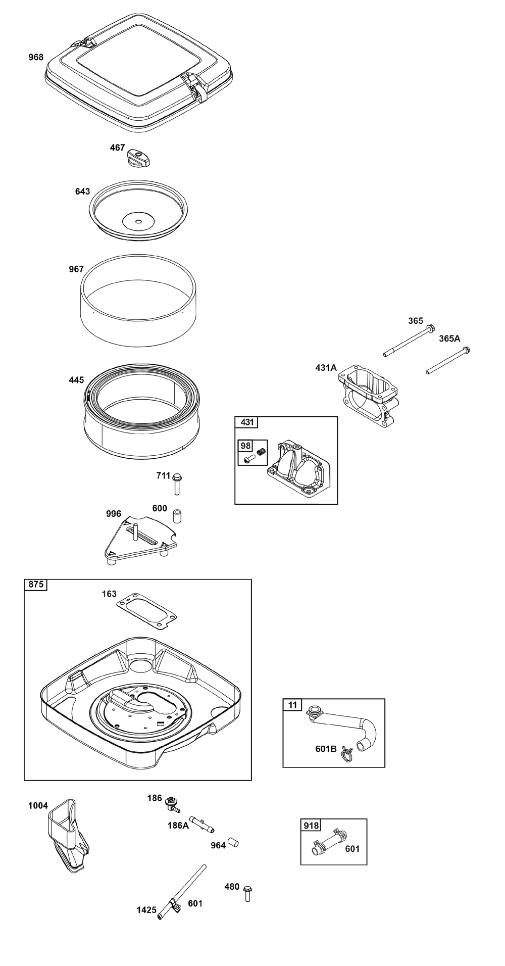 Air Cleaner Group Diagram and Parts List for 386447-3349-G1 200000 - 399999 Briggs and Stratton Engine